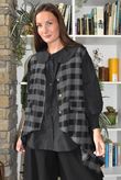 Nora Brushed Cotton Gingham Trapeze Waistcoat Black